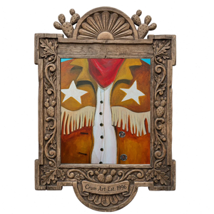 Cowboy Stars Set of 3 — art print by Caya Crum in a carved wood frame