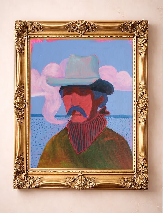 Cowboy Art | Sunburned Mustache Cowboy | Caya Crum