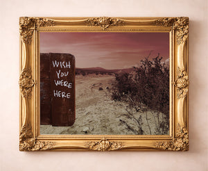 Wish You Were Here Big Bend desert photograph by Betsy Crum in a gold frame
