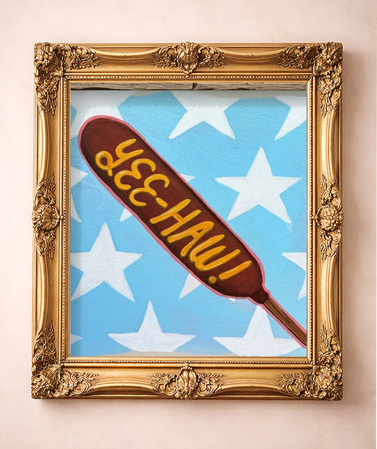 State Fair Corn Dog — art print by Caya Crum in a gold frame