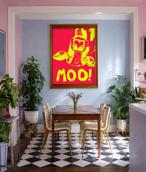 Bronc Buster Yellow Pink shown framed by Crum Art